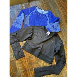 Gymshark‎ Seamless Cropped Long Sleeve Workout Top Women's Size M lot of 2